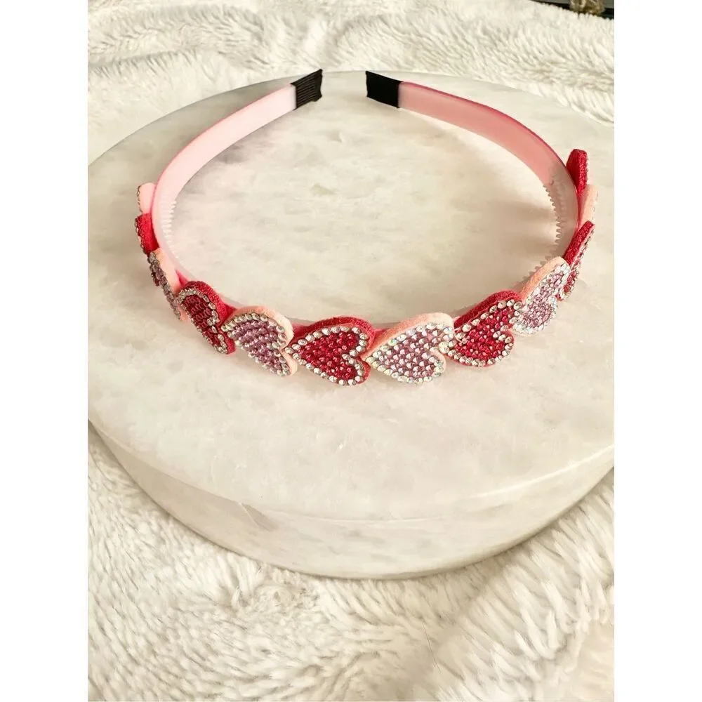 Light Pink and Red rhinestone Valentine‘s heart headband